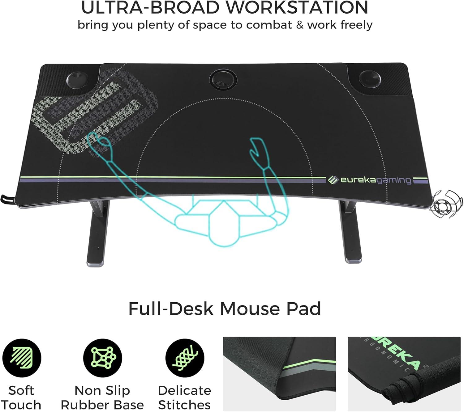 Gaming Standing Desk with RGB Lighting,65" W x 27.5" D x 29'' - 48.5" H