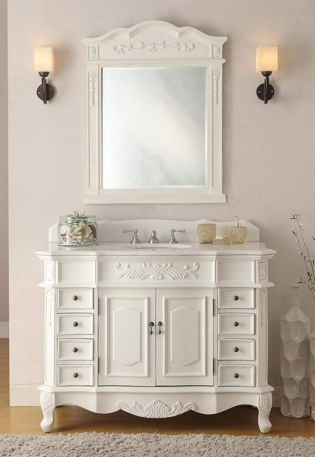 48.5" Traditional White Marble Single Sink Bathroom Vanity