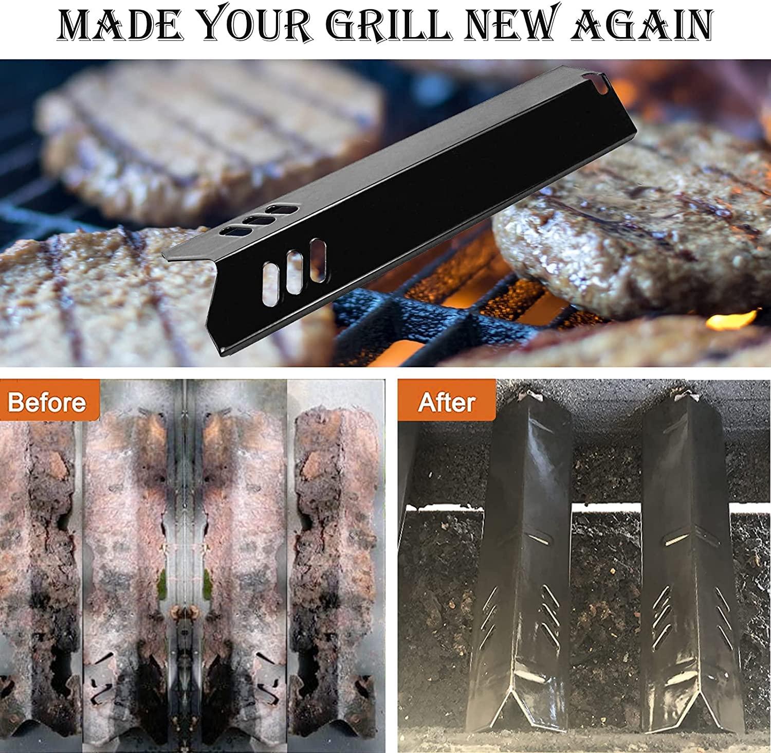 Unicook 15 Inch Grill Heat Plates for Dyna-Glo, Grill Burner Covers, Grill Parts Porcelain Heat Shields for Backyard, 4 Pack