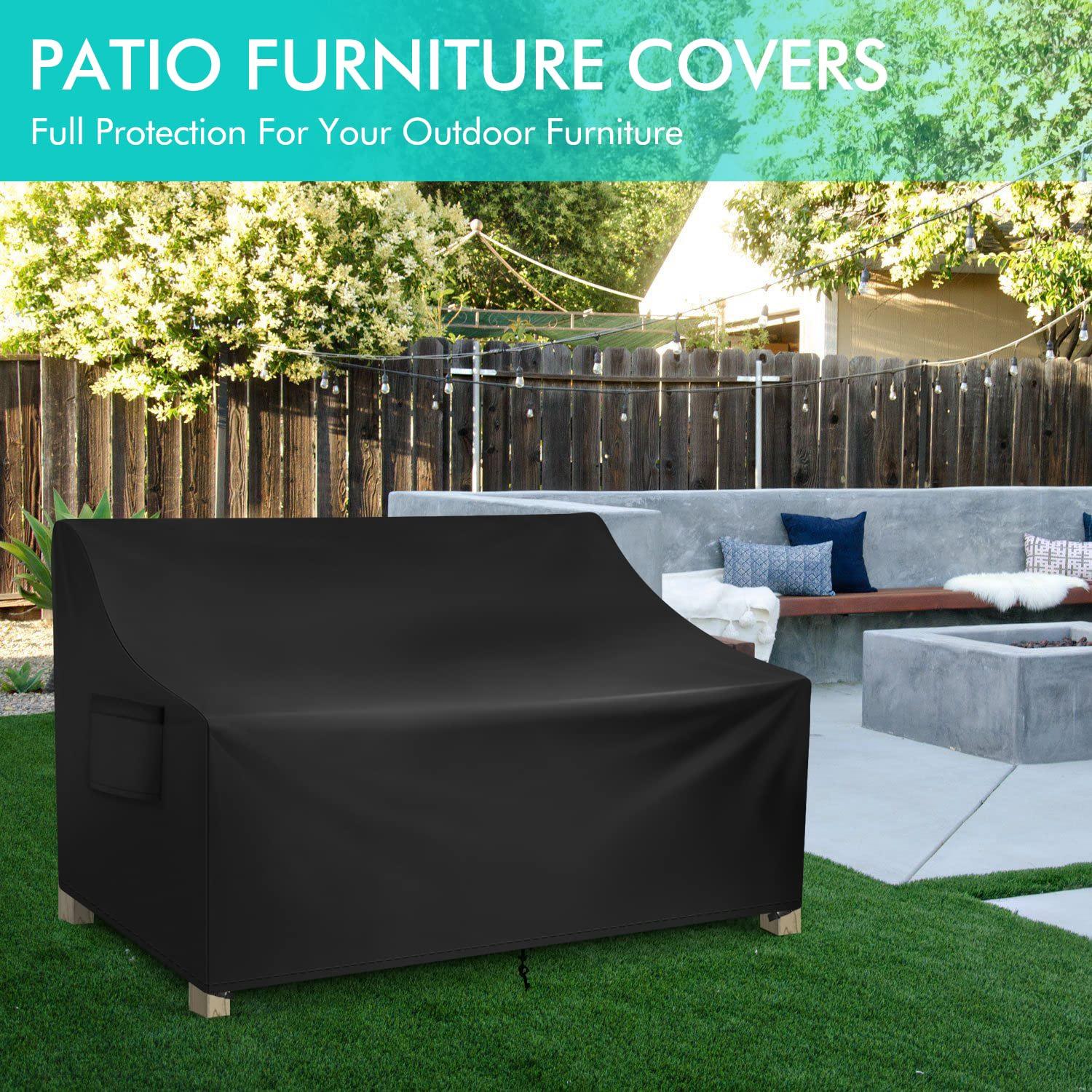WLEAFJ Patio Sofa Cover Waterproof, Outdoor Loveseat Cover, Heavy Duty Outdoor Couch Cover, Large Lawn Patio Furniture Covers with Air Vent, 48’’ W x 26’’ D x 33’’ H