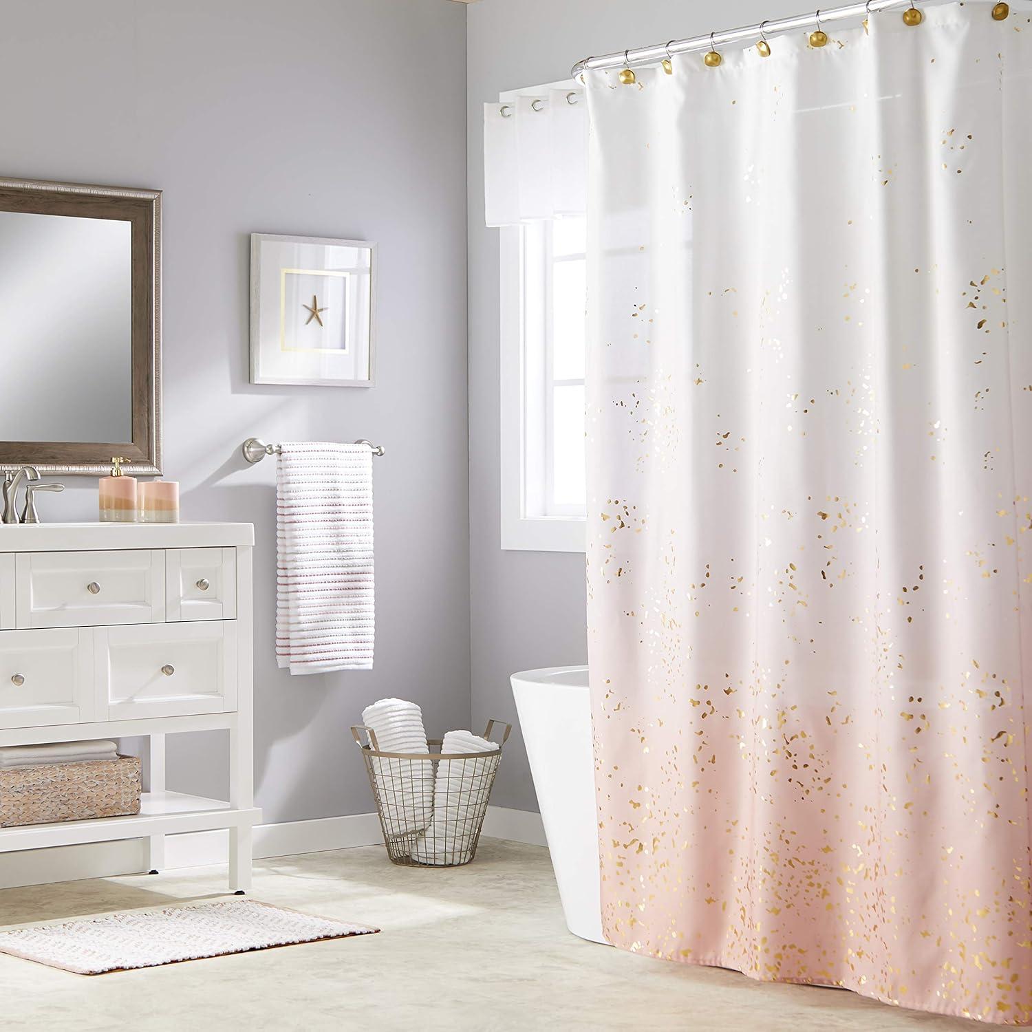 Splatter Shower Curtain Pink - Saturday Knight Ltd.: Polyester Bath Curtain, Machine Washable, Ombre Design