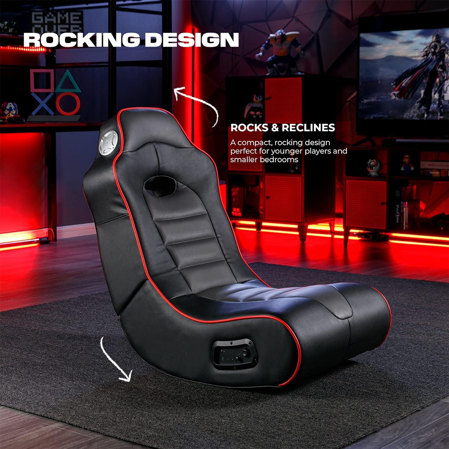 X Rocker Ergonomic & Bluetooth Swivel Gaming Chair, Black and Red