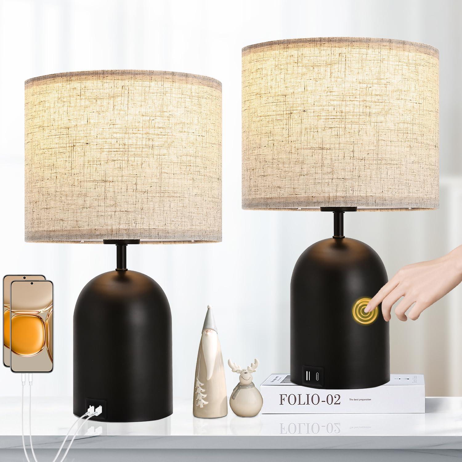 Latitude Run® Touch Control Table Lamps Set Of 2 Dimmable Lamps For Nightstand Bedside Bedroom | Wayfair