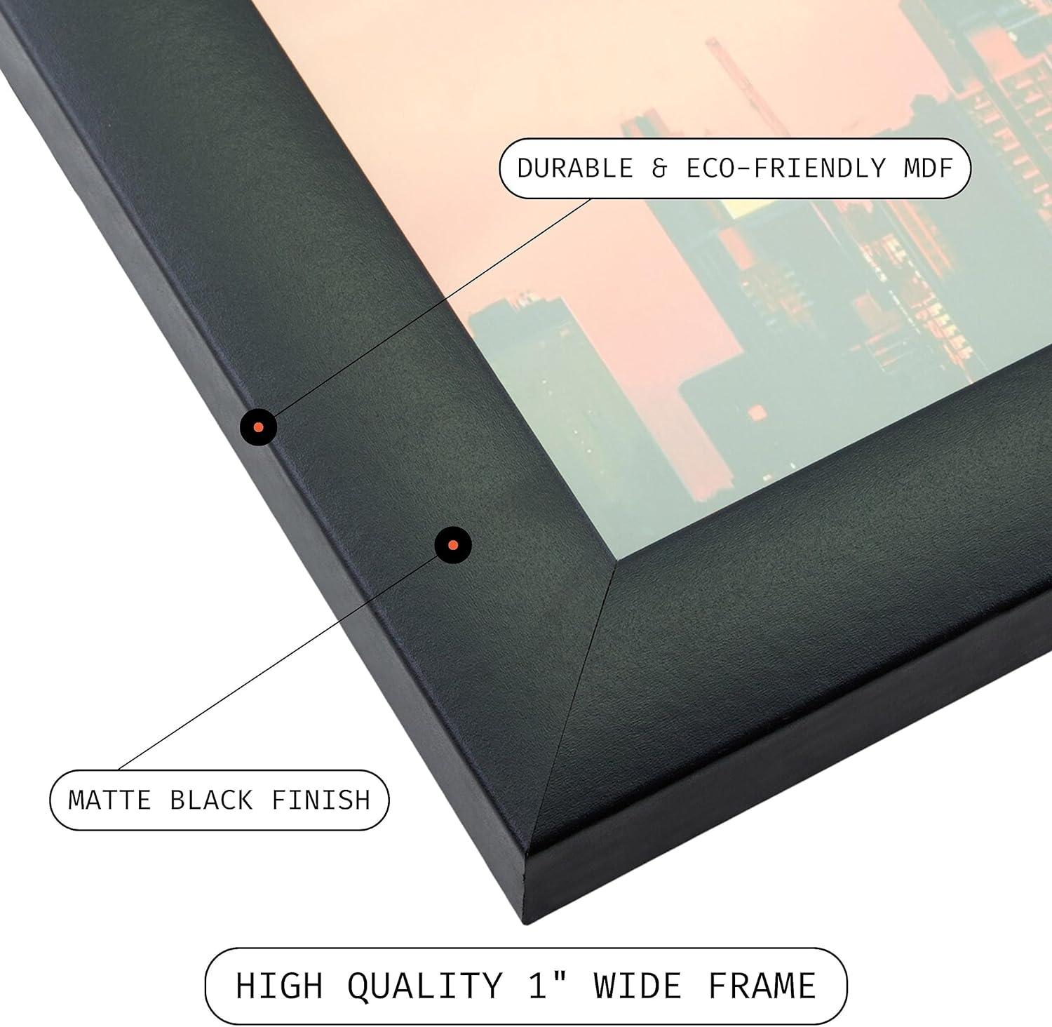 Craig Frames 1WB3BK 17 x 22 Inch Black Picture Frame Matted to Display a 13 x 19 Inch Photo