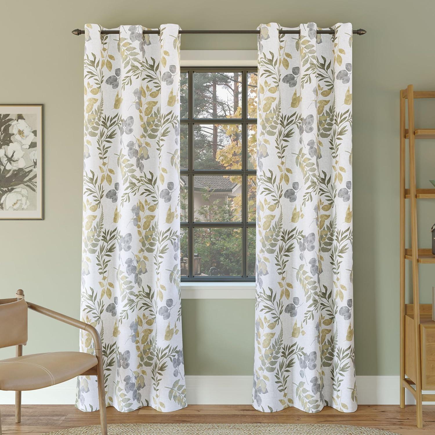 Sun Zero 40"x63" Silver Floral Leaf Blackout Grommet Curtain Panel