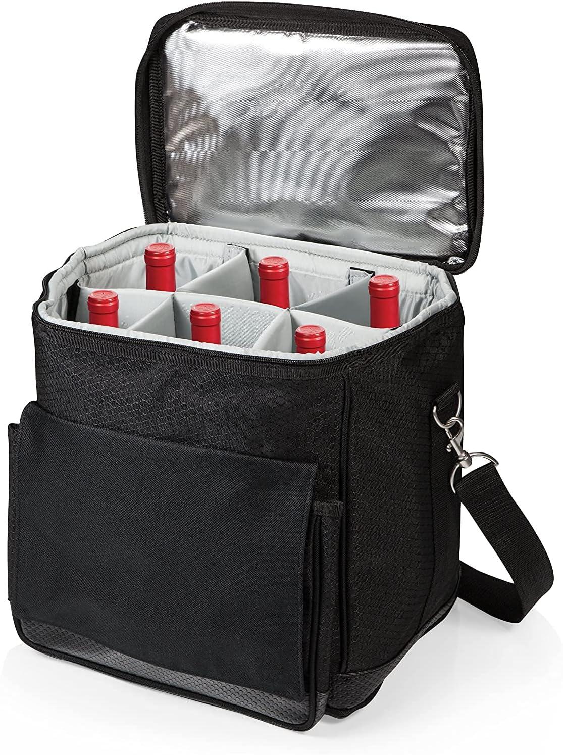 Arlmont & Co. Cellar 6-Bottle Wine Carrier & Cooler Tote with Trolley - Insulated Traveling Portable Wine Bag