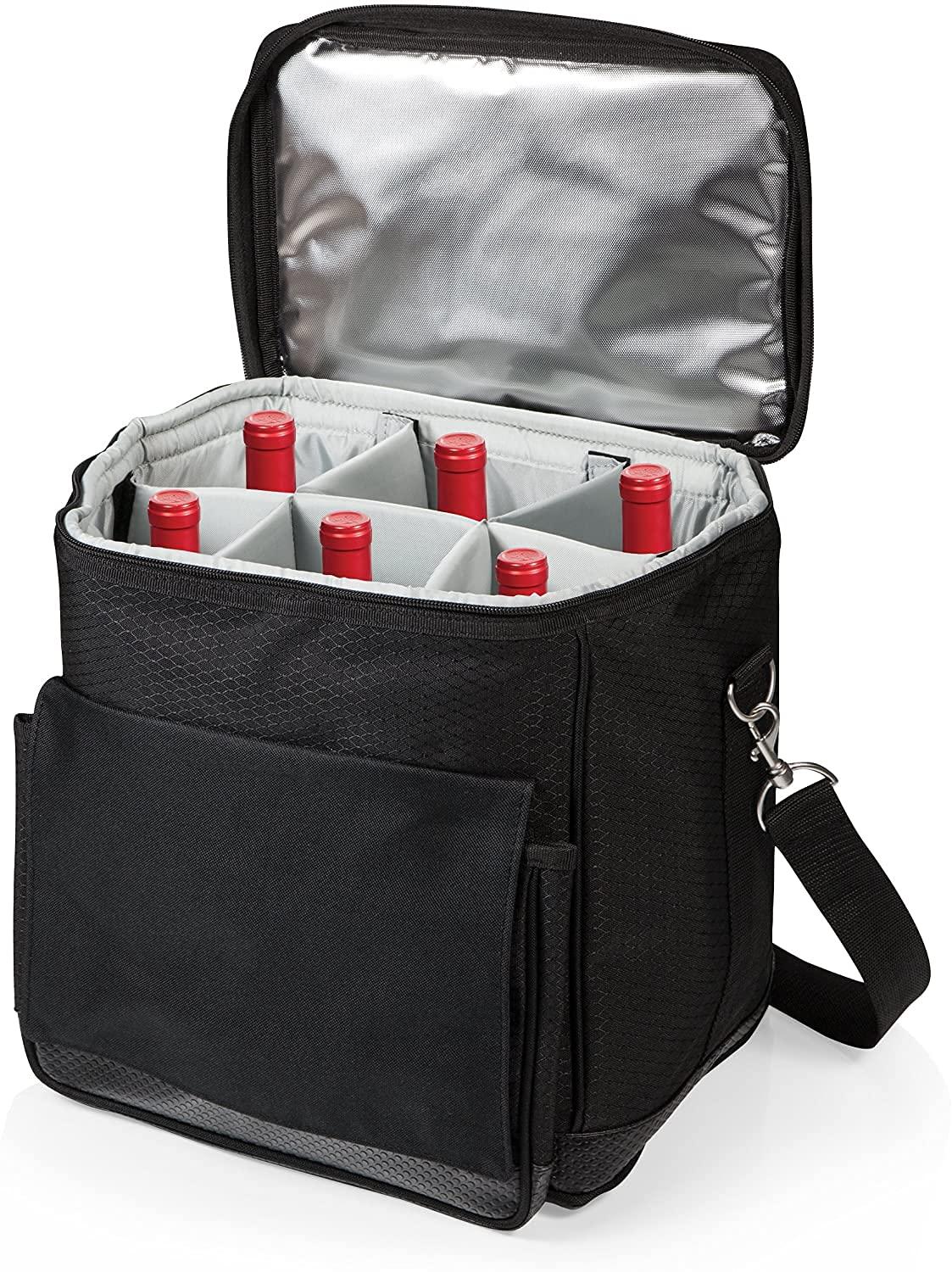 Arlmont & Co. Cellar 6-Bottle Wine Carrier & Cooler Tote with Trolley - Insulated Traveling Portable Wine Bag