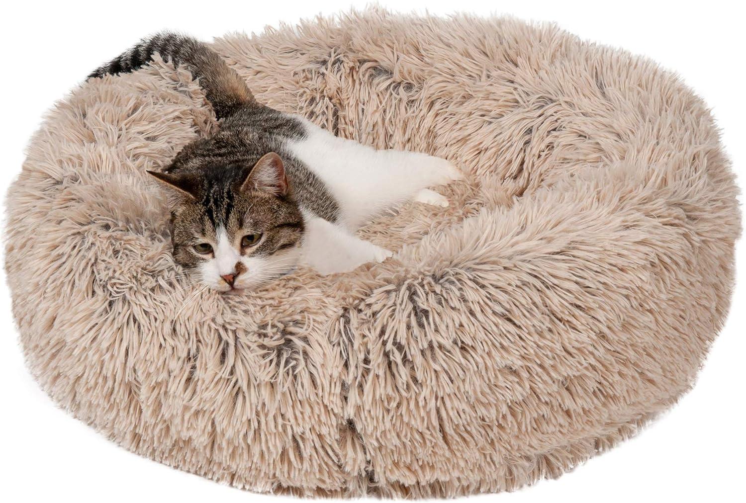 Calming Cuddler Long Fur Donut Bed