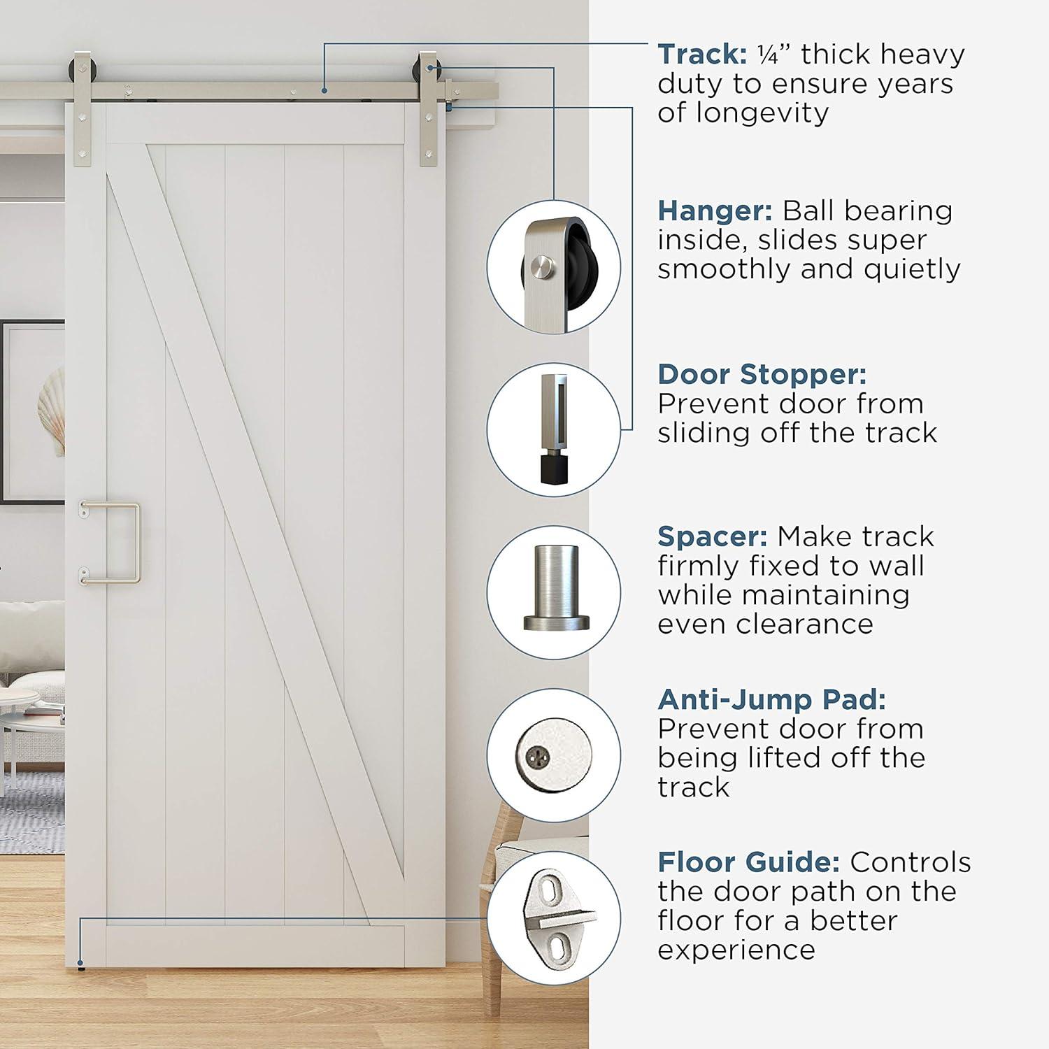 928 72" 2 piece Classic Interior Barn Door Kit - Satin Nickel