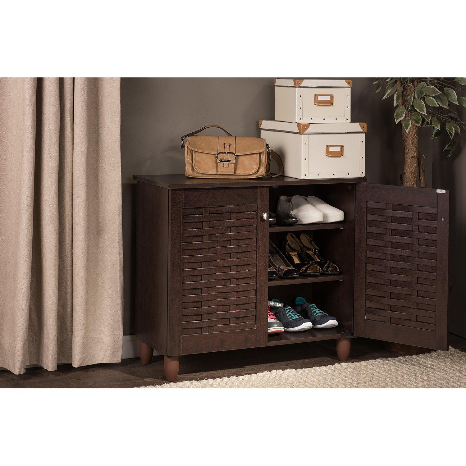 Winda Modern and Contemporary 2-Door Wooden Entryway Shoes Storage Cabinet: UPC 847321042728 - Baxton Studio