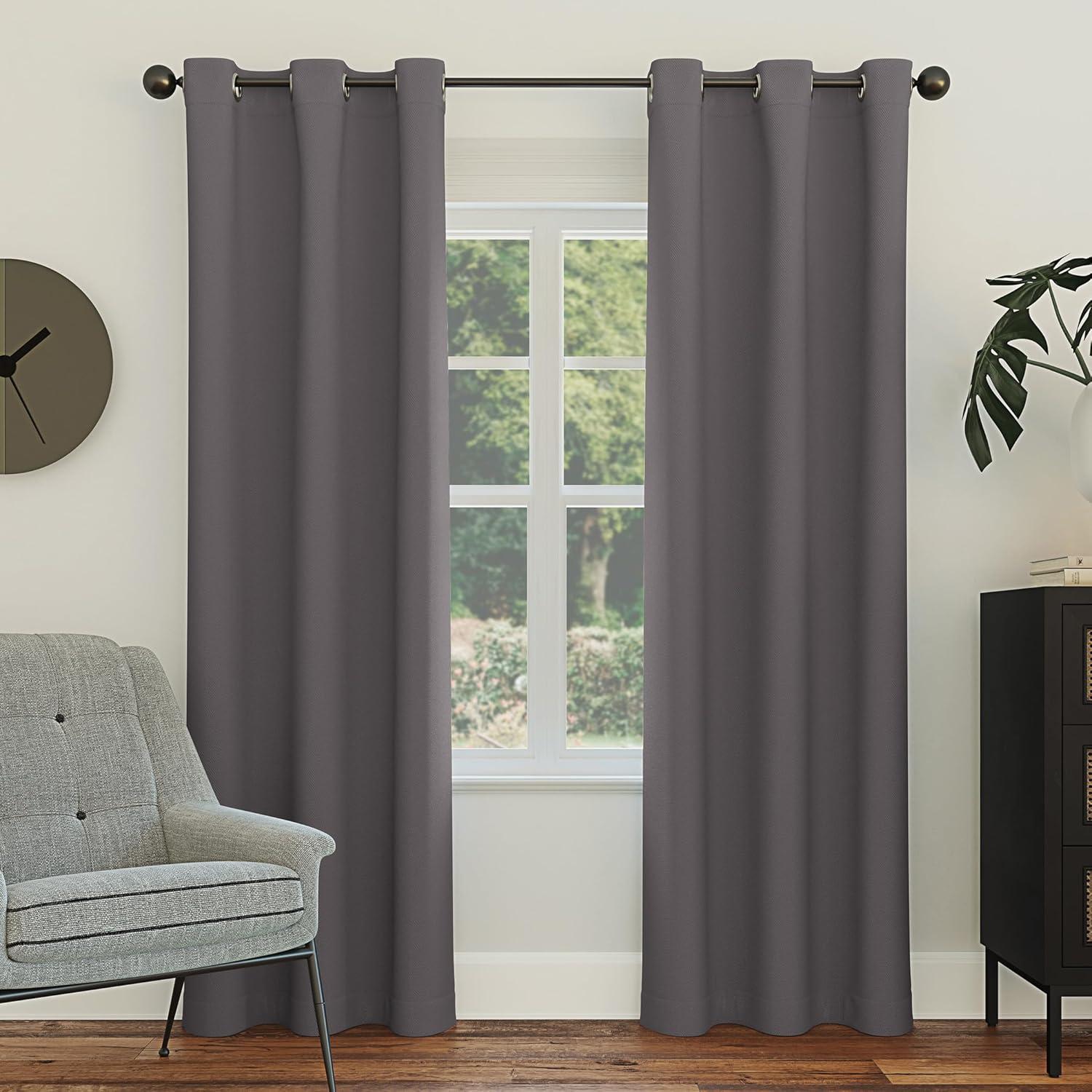 Sun Zero Nolan Energy Efficient Blackout Grommet Curtain Panel, 40"x63", Charcoal