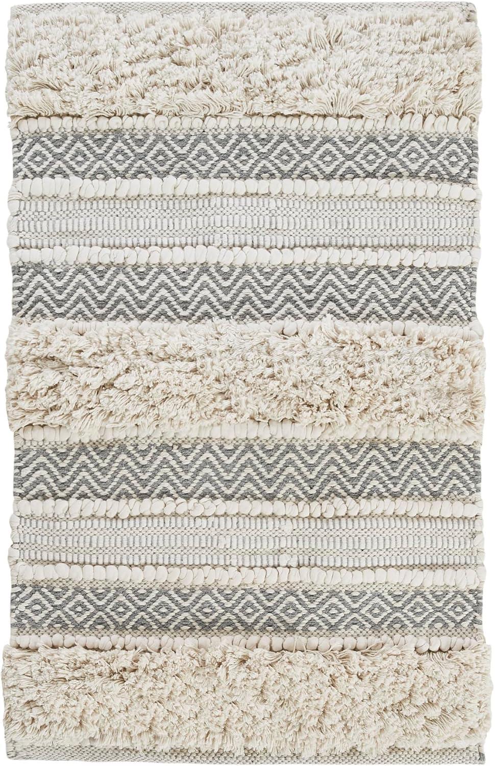 Asher Woven Textured Striped Bath Rug - Ink+Ivy