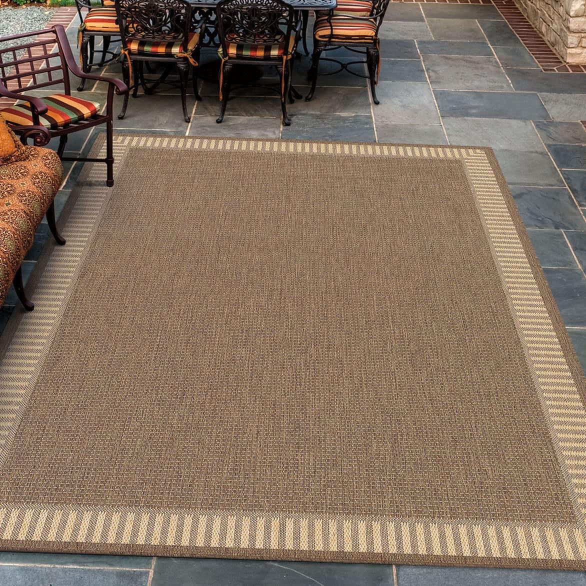 Couristan Recife Wicker Stitch Area Rug, 7'6" Square, Cocoa-Natural