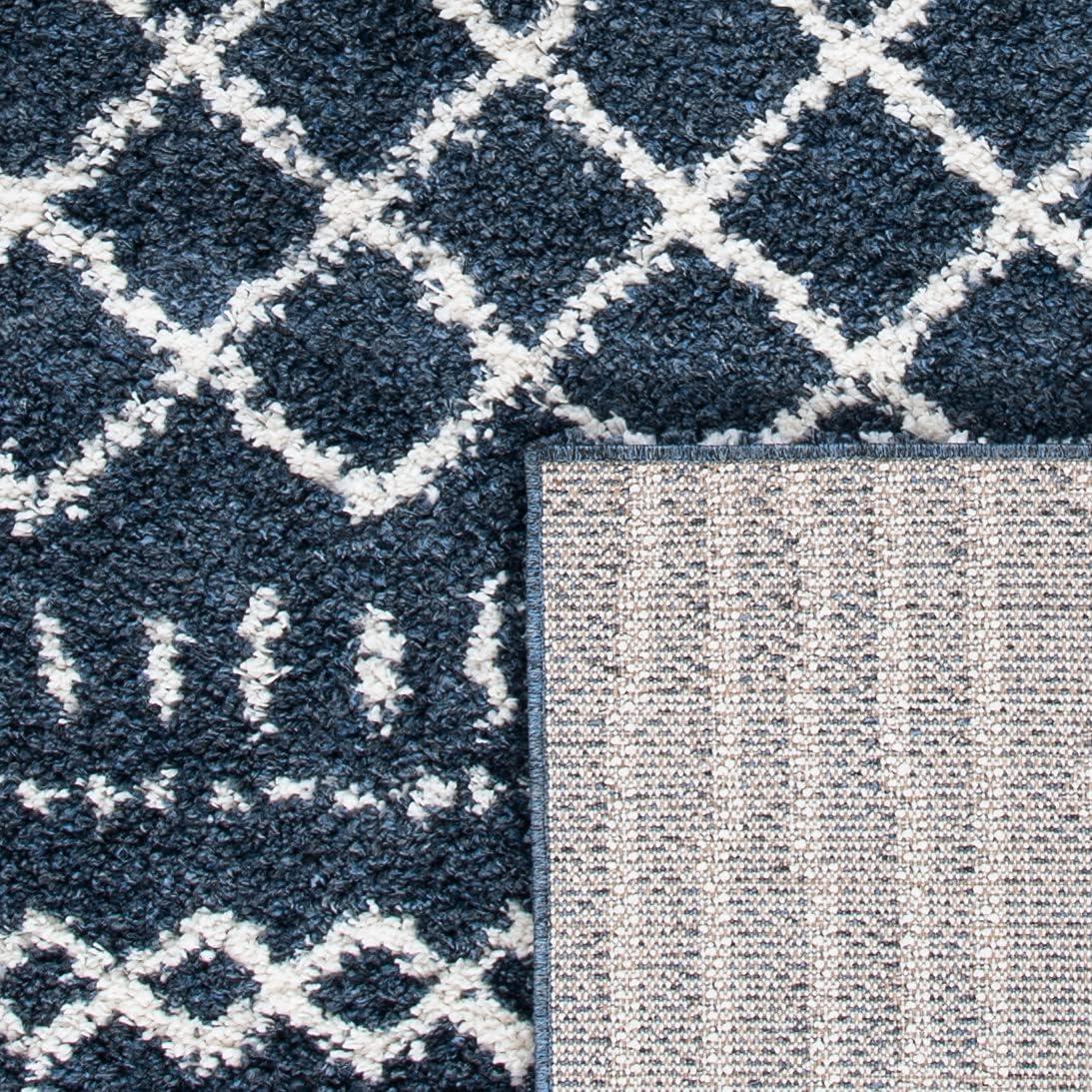 SAFAVIEH Arizona Teagan Geometric Shag Area Rug, Slate Blue/Ivory, 5'1" x 7'6"