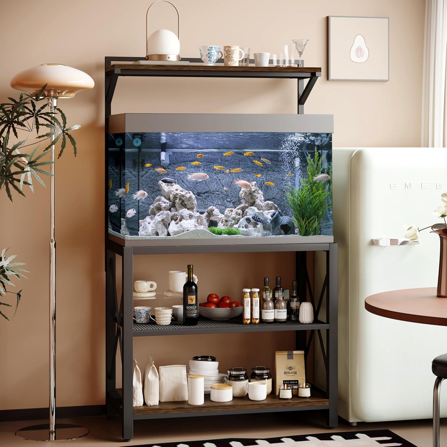 40-50 Gallon Fish Tank Stand with Plant Shelf with Cubby Storage