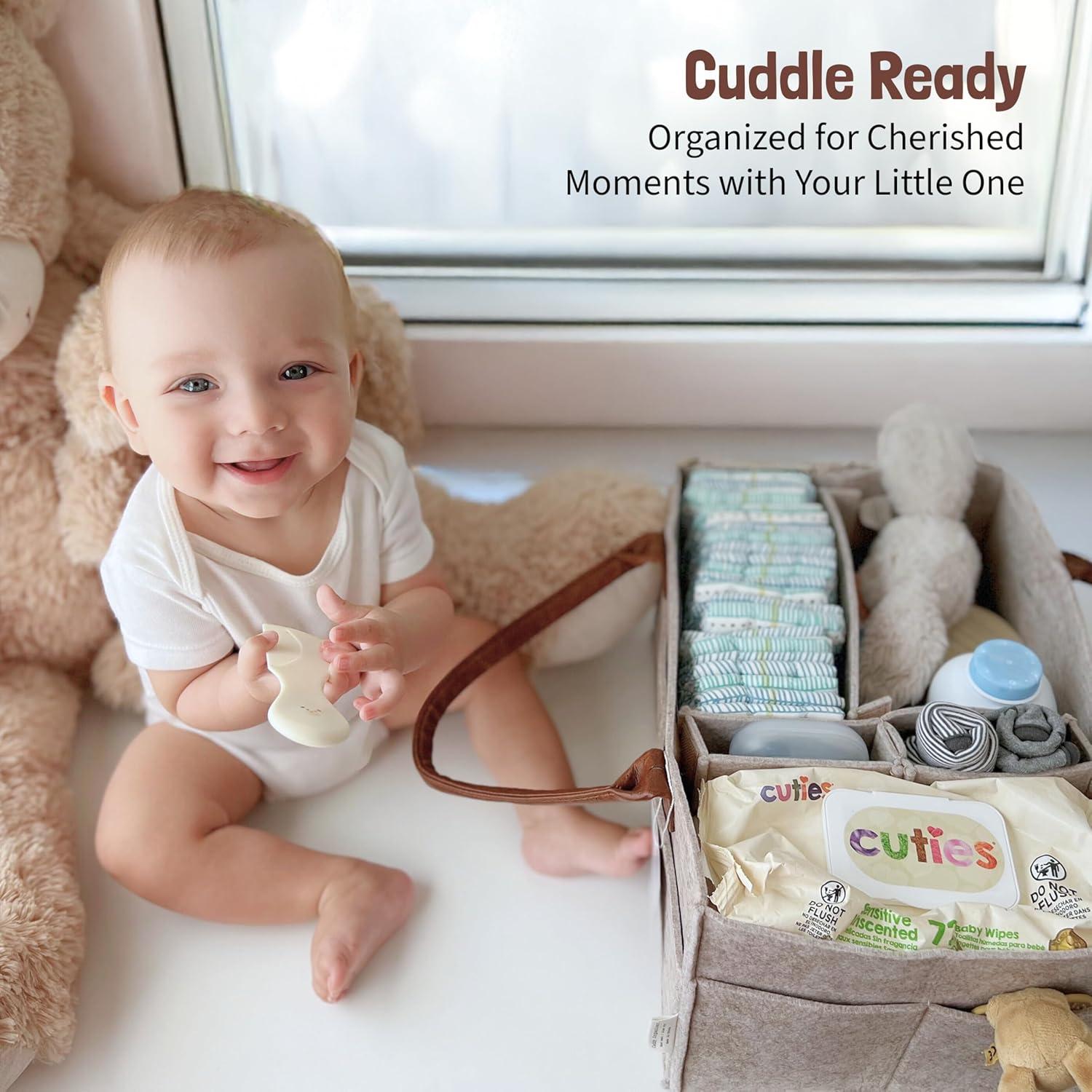 Lily Miles Baby Diaper Caddy Organizer - Nursery Storage Basket for Newborn Essentials - Shower Registry Gifts