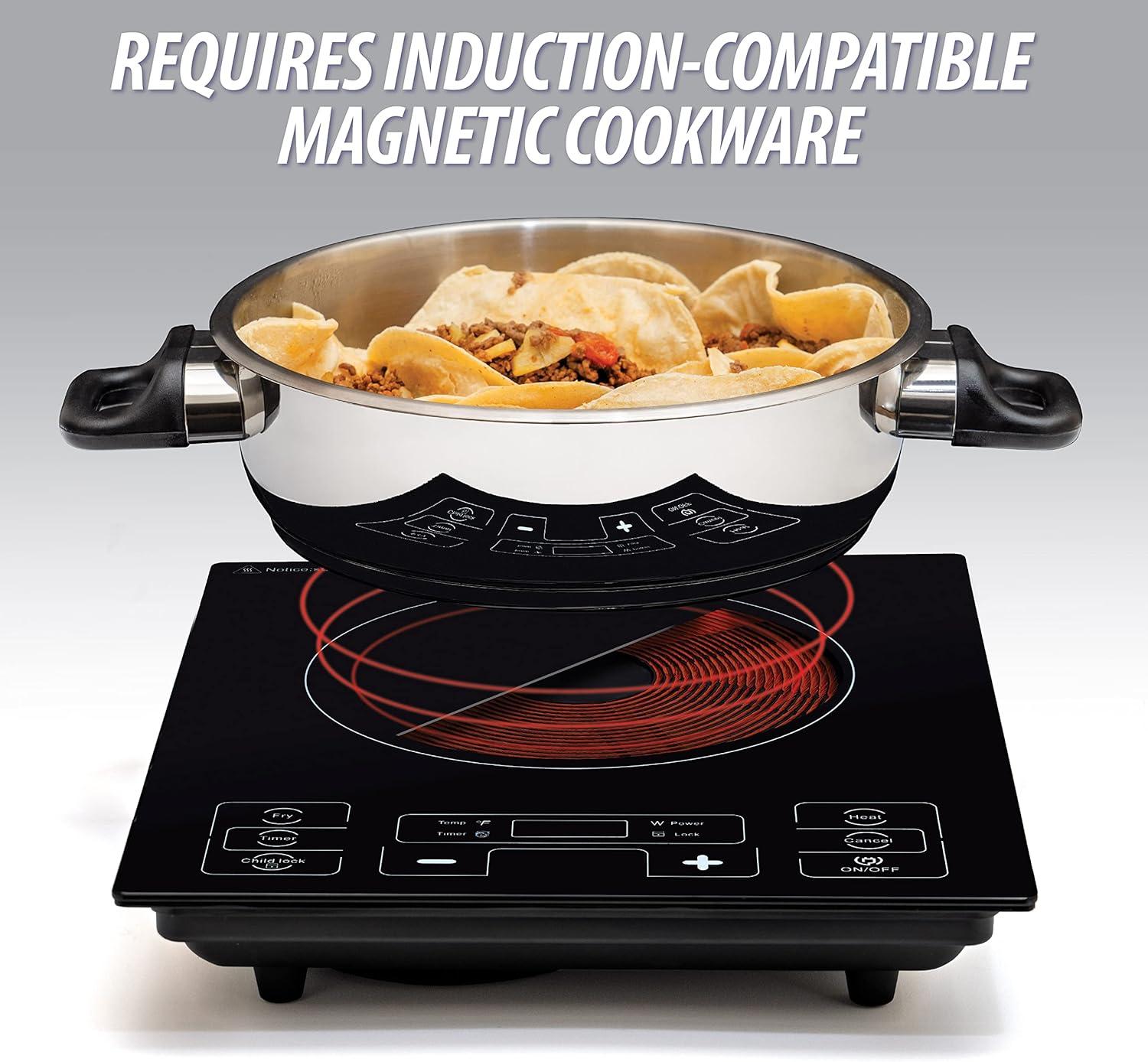 Precise Heat Kitchen Equipment Countertop Induction Cooker, 15" x 2-5/8" x 12-3/4", Black