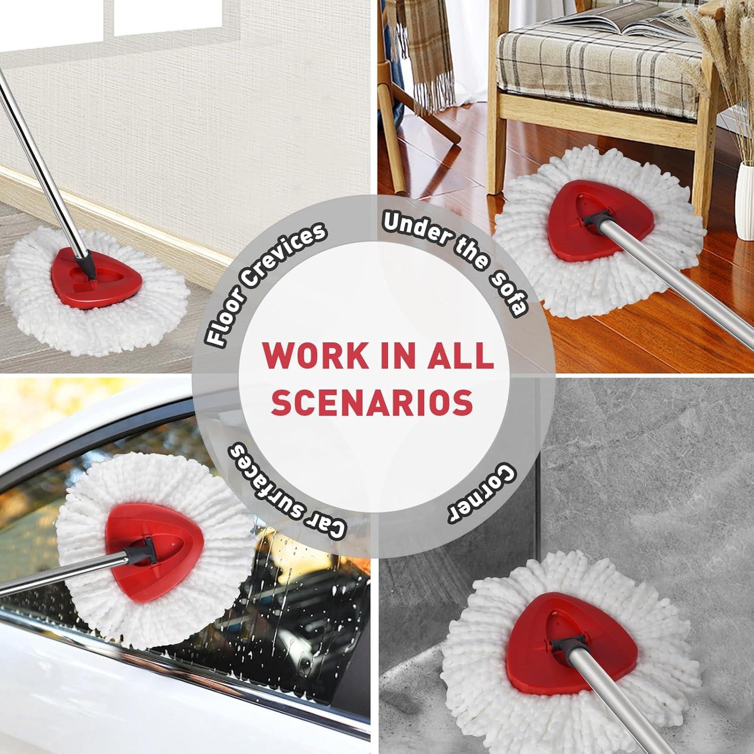 6 Pack Spin Mop Refill - Replacement Head Compatible with O cedar, Microfiber Spin Mop Refills,clean the floor. Easy Floor Cleaning Mop Head Replacement - Bonison