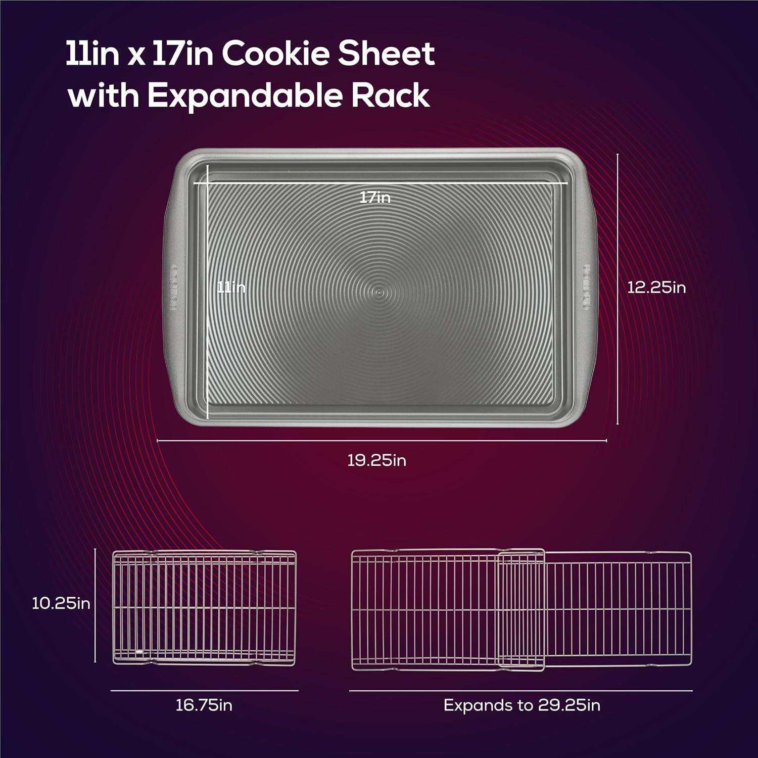 Silver Aluminum Non-Stick Baking Sheet Pan with Rack