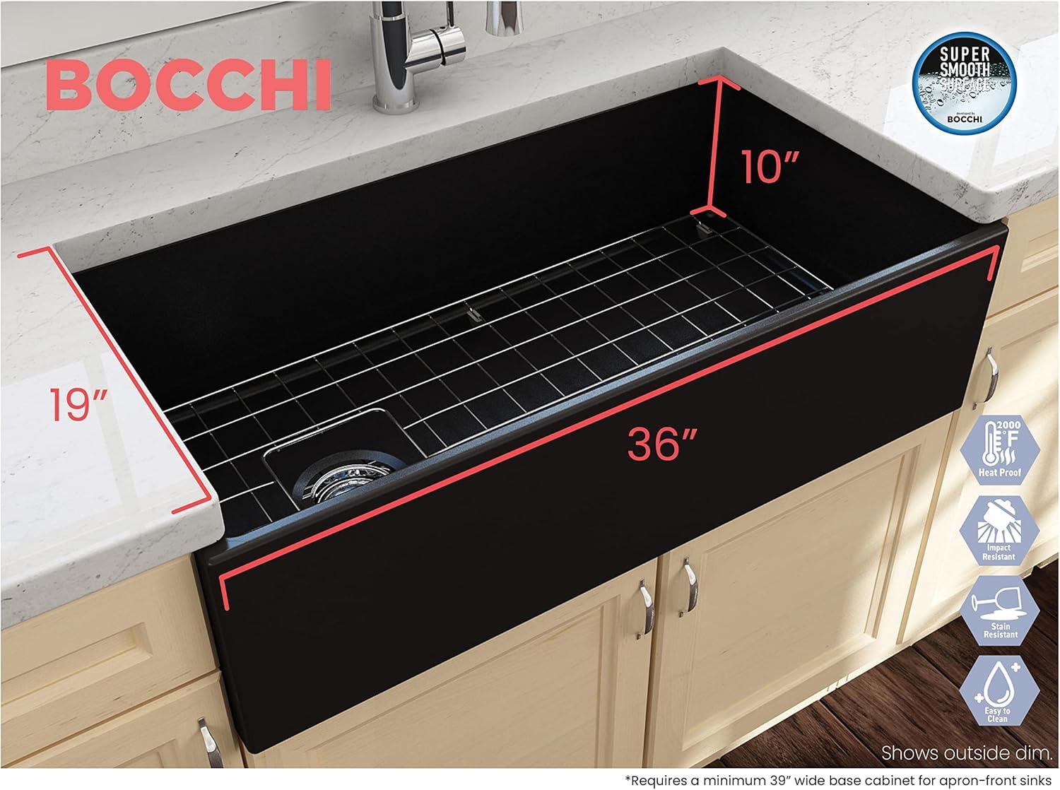 Matte Black Fireclay Farmhouse Single Bowl Kitchen Sink