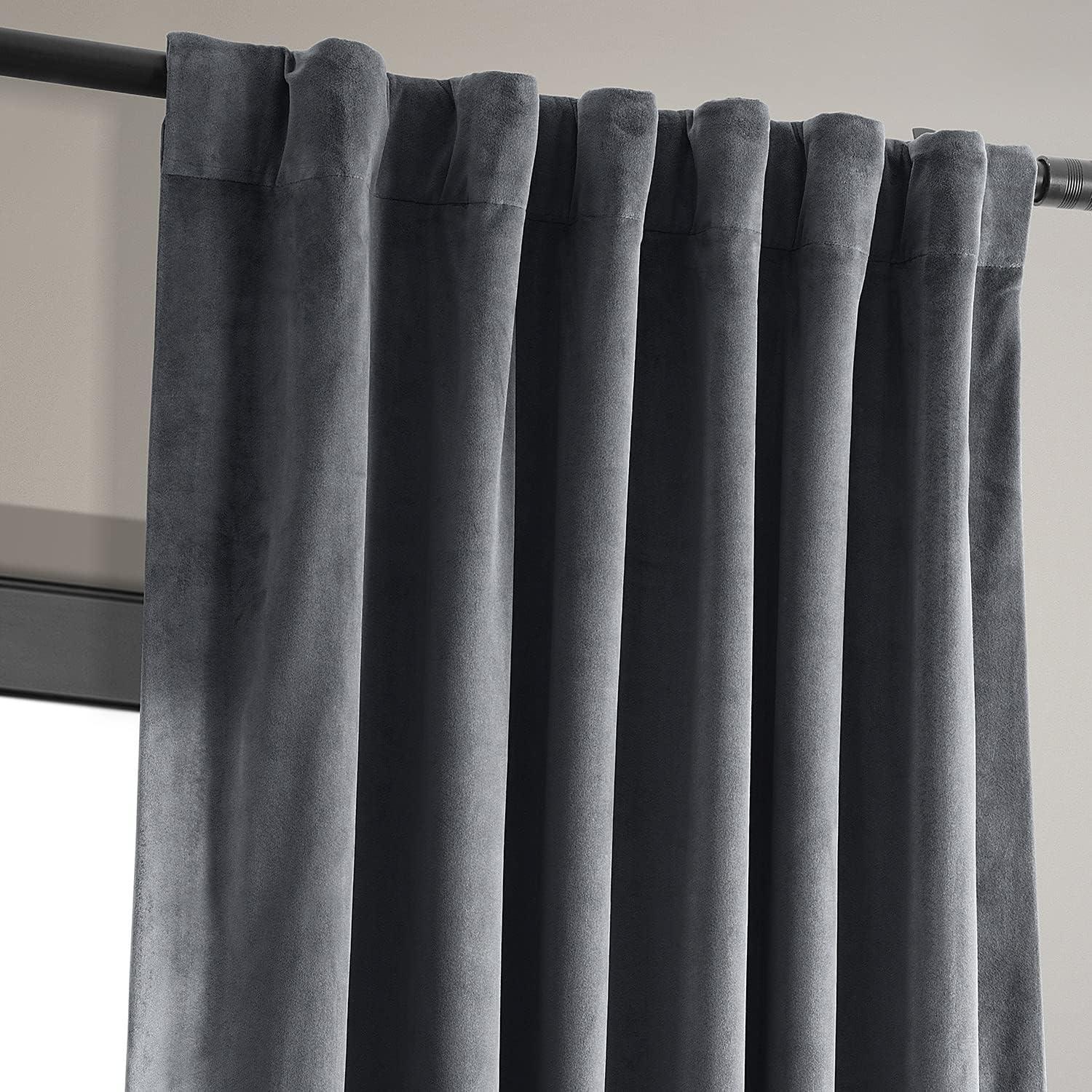 Gray Velvet Blackout Thermal Curtain Panel 96 Inch