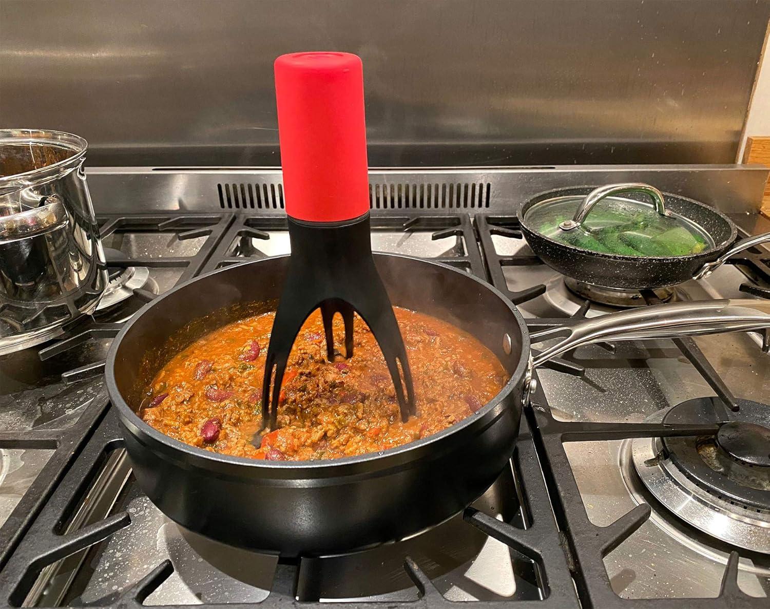 Red and Gray Automatic Pan Stirrer with LED Speed Indicator