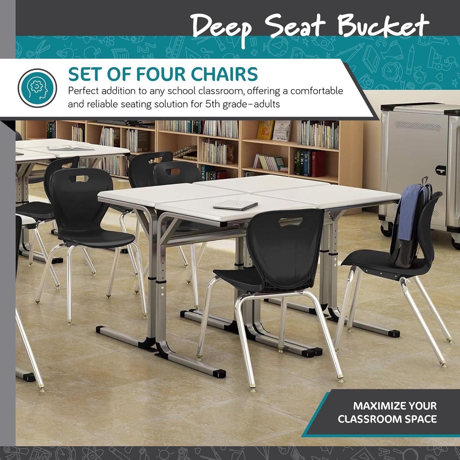 Shapes Series Plastic Stacking Classroom Chairs with Contoured Seats (Set of 4)