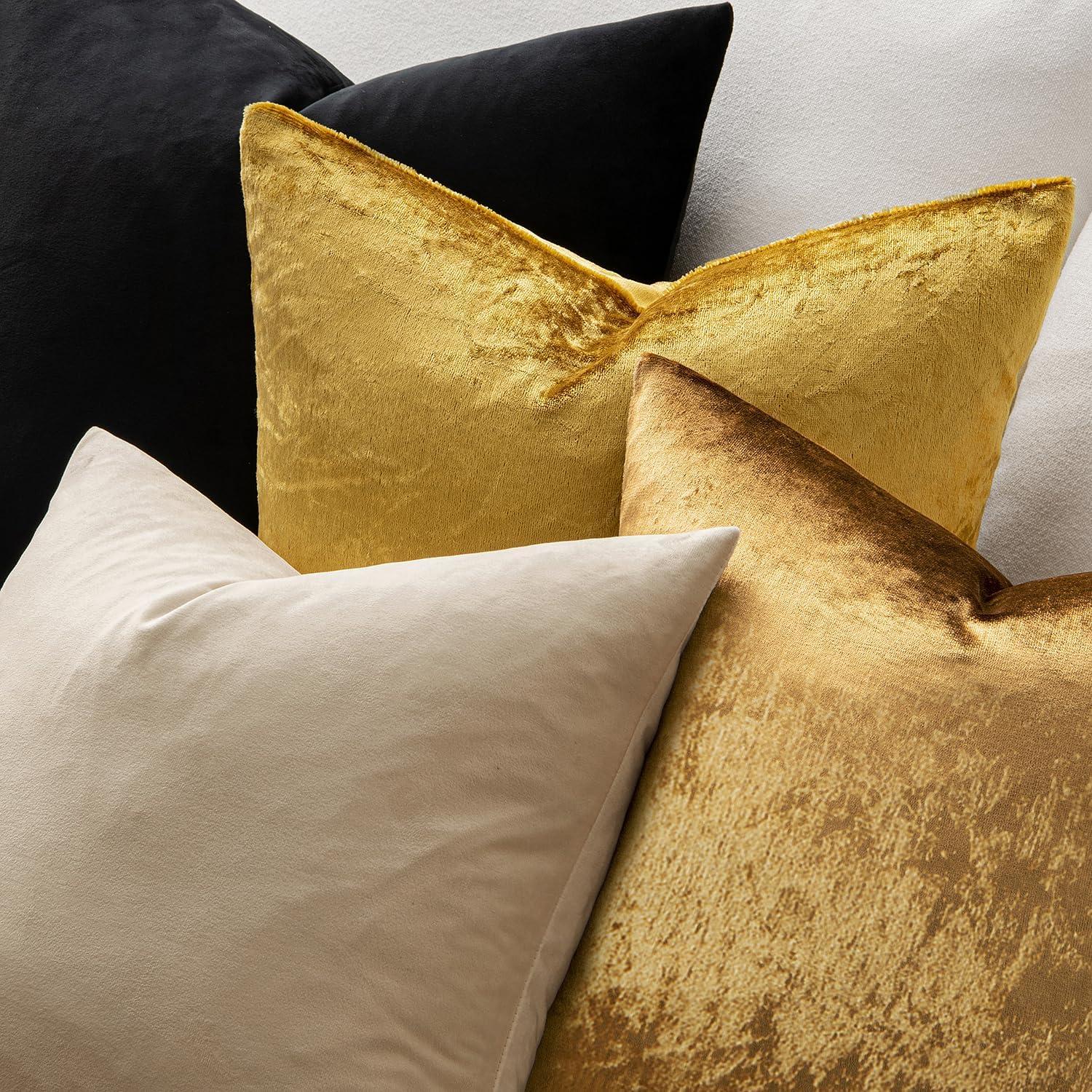 MIULEE Pack of 2 Velvet Soft Solid Decorative Square Throw Pillow Covers Set Fall Cushion Cases for Sofa Bedroom Couch 18 x 18 Inch Golden