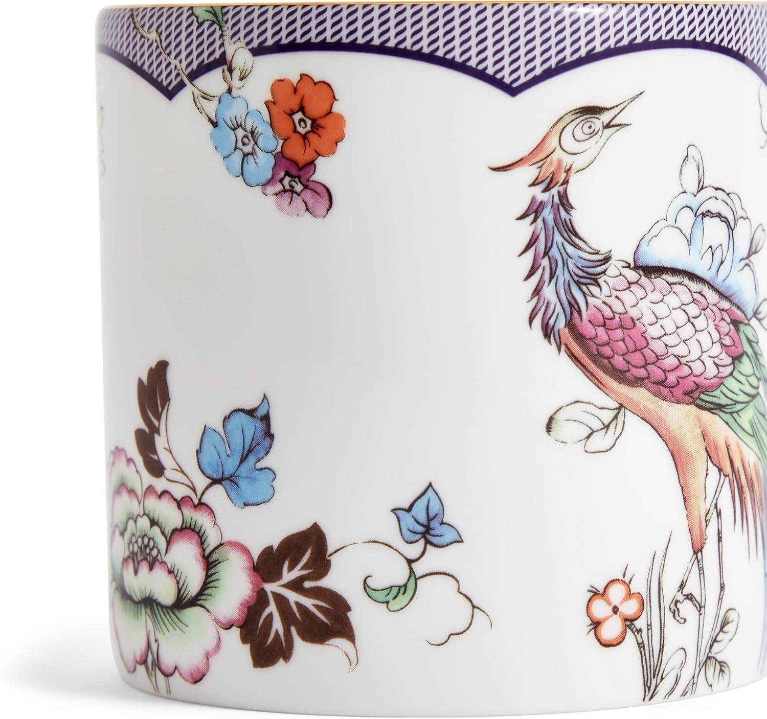 Fortune Blue Ceramic Floral Animal Print Mug