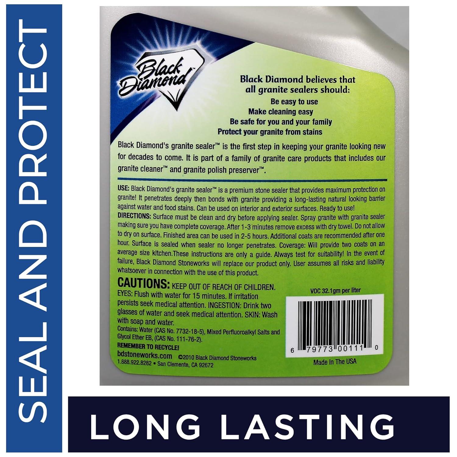 Black Diamond Stoneworks Granite Sealer: Seals and Protects. Marble Sealer Protector. Granite, Marble, and Travertine Countertop Sealer for All Stone Countertops. Enhance Your Stone’s Natural Beauty.