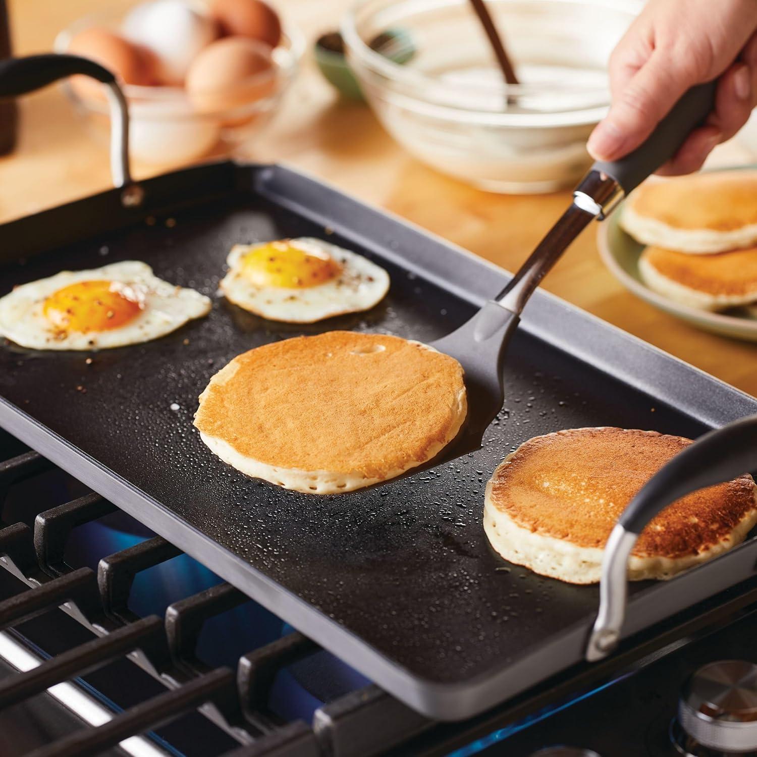 Anolon Advanced Home Hard Anodized Nonstick Double Burner Griddle, 10 Inch X 18 Inch