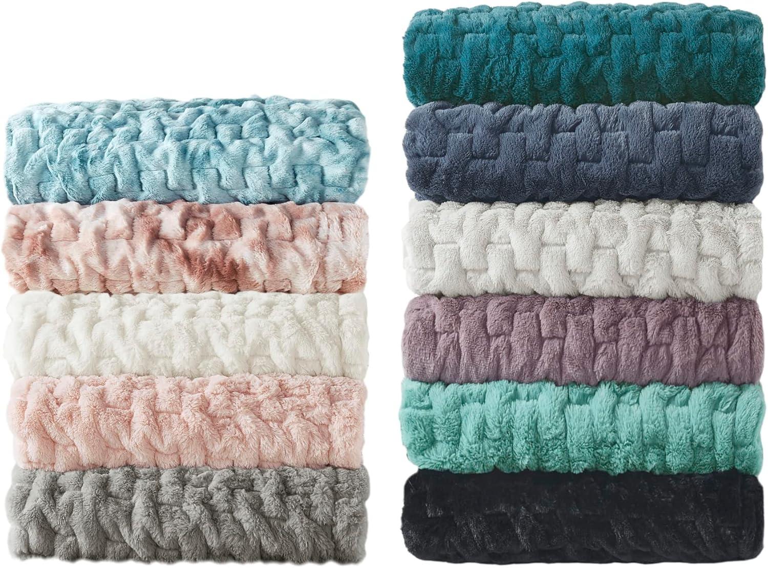 50"x60" Ruched Faux Fur Throw Blanket - Madison Park