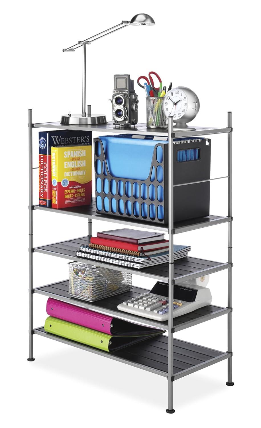 Whitmor 3-Tier Storage Shelves - Shoe Rack and Home Organizer - 12" x 25.625" x 17" - Silver Epoxy Iron Frame