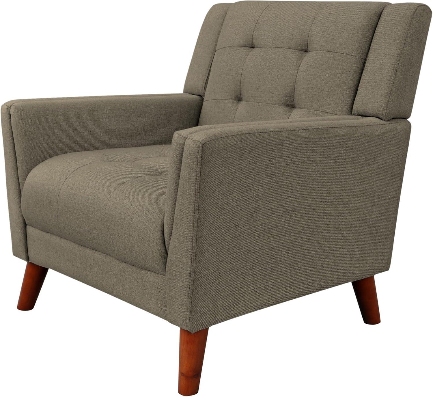 Evelyn Century Modern Fabric Arm Chair, Mocha, Walnut 31D X 30W X 32H In