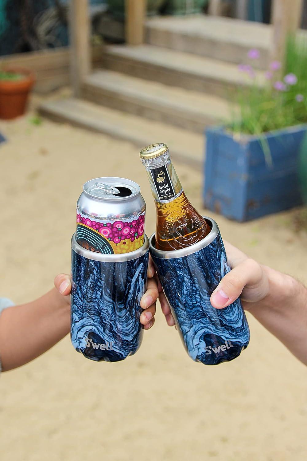 S'well Stainless Steel Chiller - Slim Azurite Marble - Fits 12oz Cans and Slim Bottles Triple-Layered Vacuum-Insulated Keeps Drinks Cool for Up to 6 Hours - Dishwasher-Safe BPA-Free for Travel
