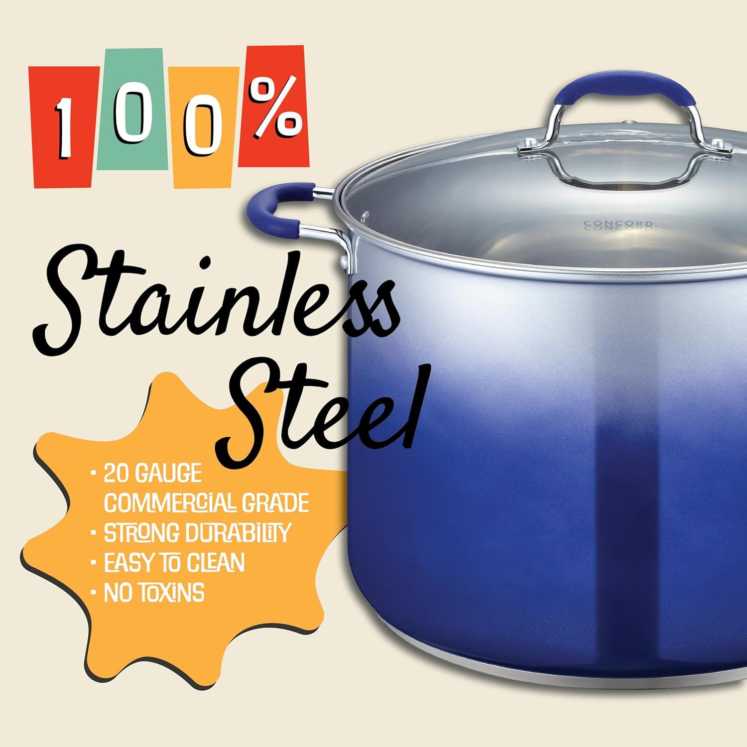 Concord Cookware Concord Cookware 20 Quarts Non-Stick Stainless Steel Stock Pot