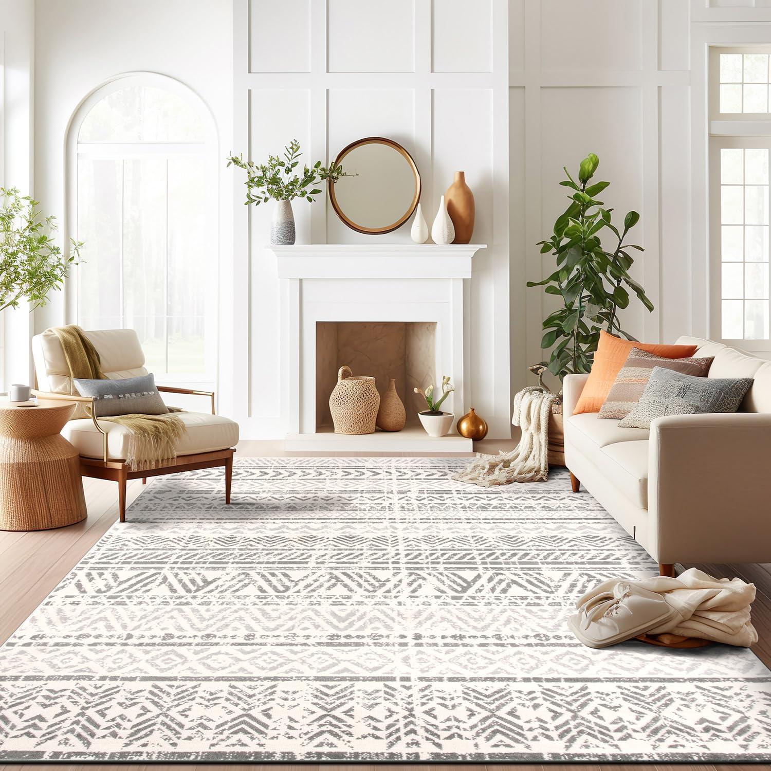 World Rug Gallery Geometric Distressed Bohemian Area Rug - Gray 12'x15'