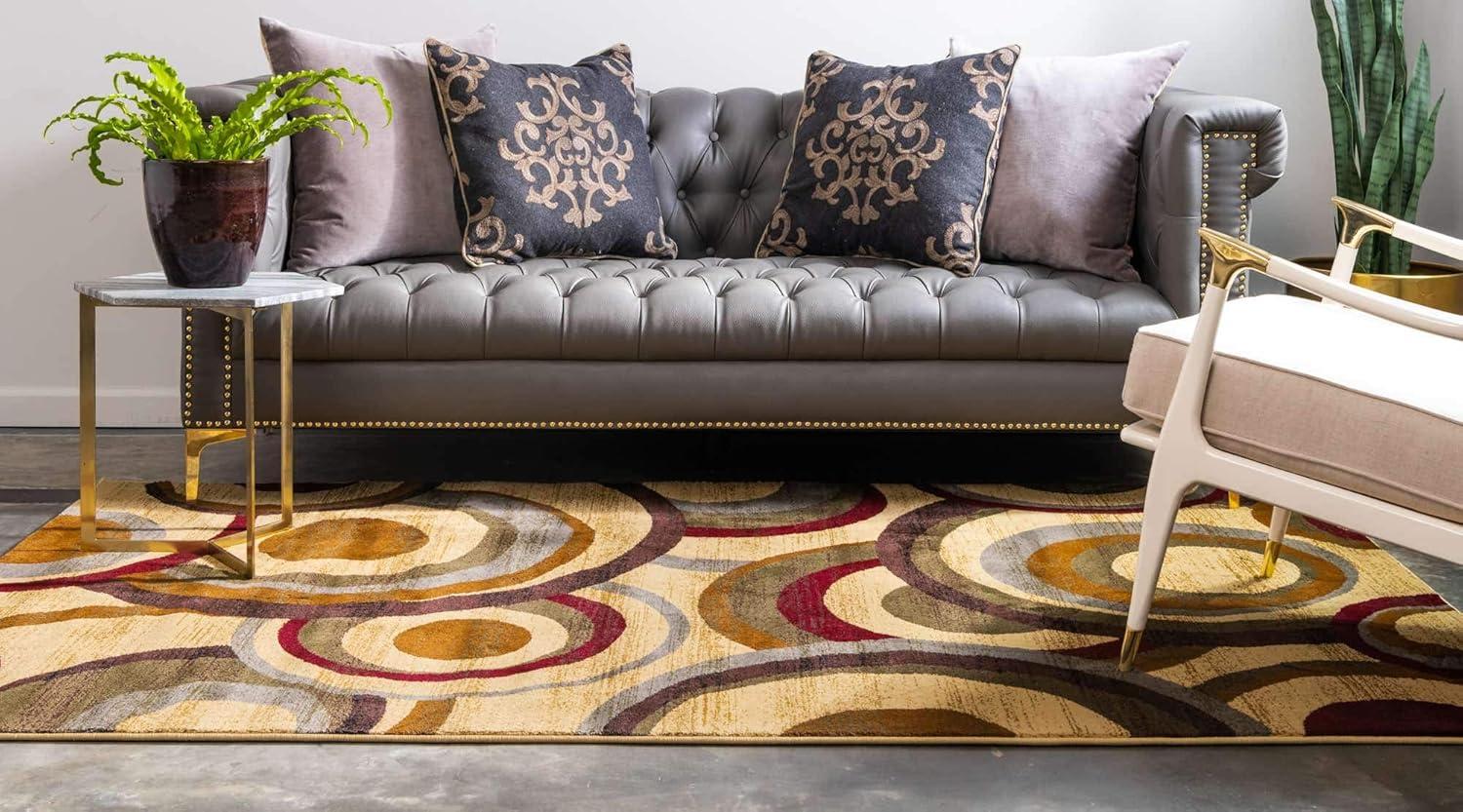 Unique Loom Barista Collection Area Rug - Kona (7' 10" x 10' Rectangle Beige/Black)