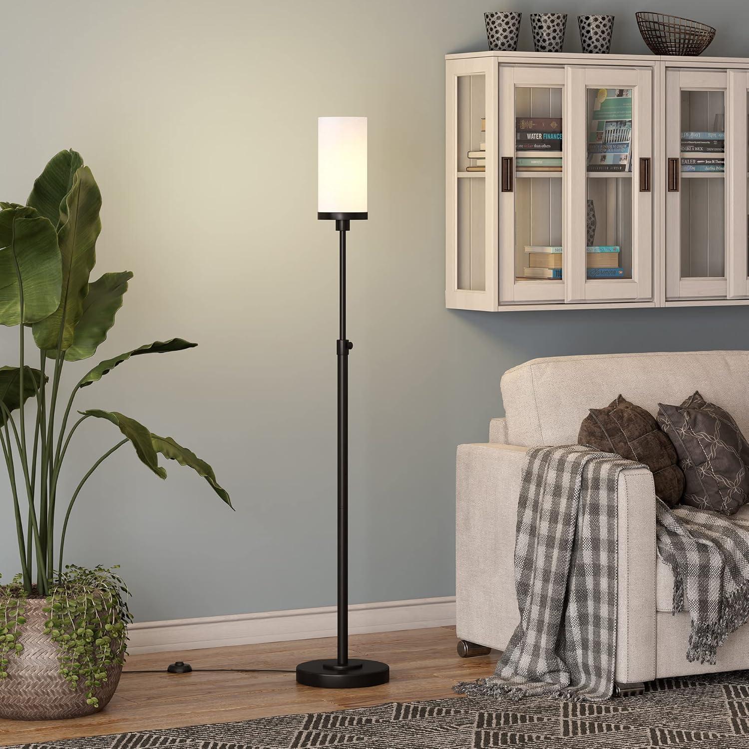 Evelyn&Zoe Modern Metal Floor Lamp with White Milk Glass Shade