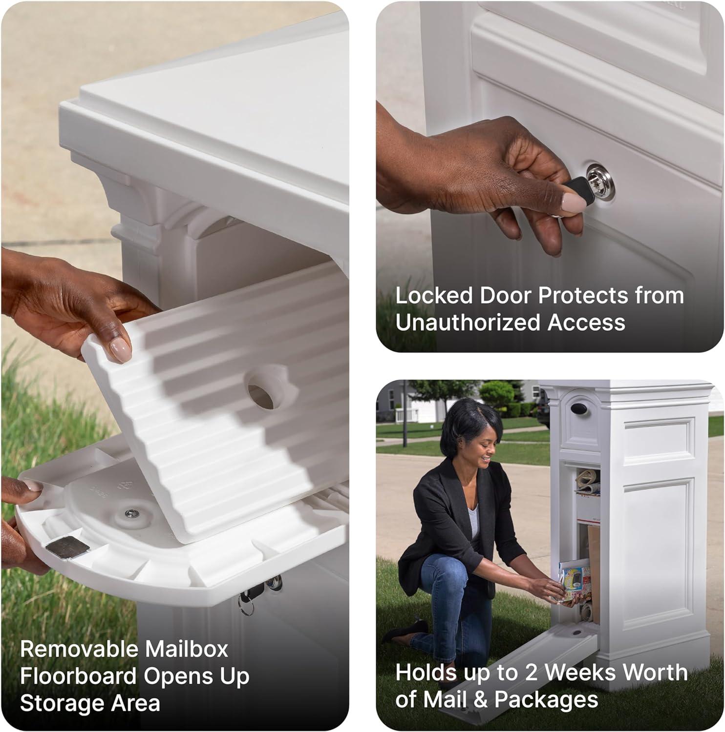 Step2 Atherton Reserve White Lockable Package Storage Mailbox, Plastic