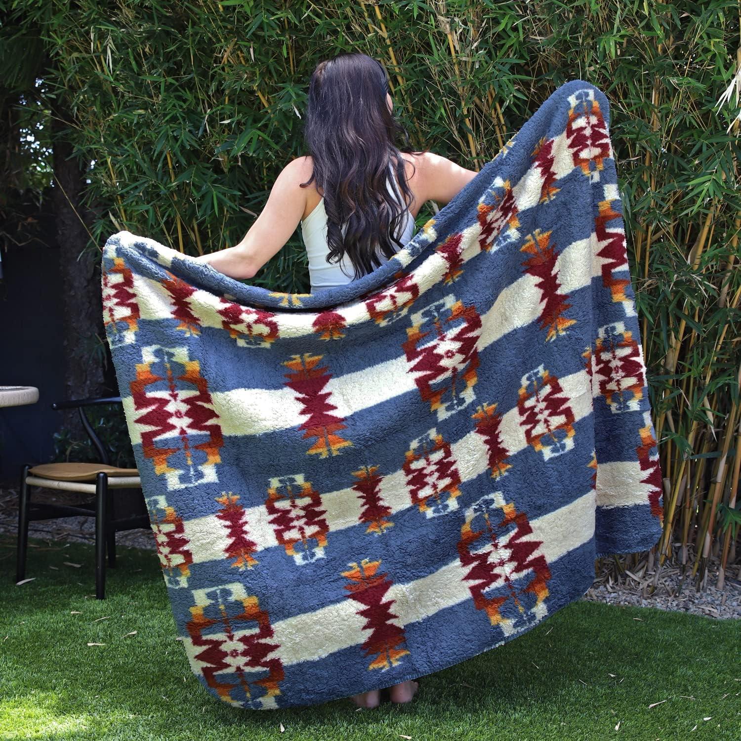 Southwest Throw Blanket, Aztec Blanket for Couch or Room Decor, Reversible Comfy Fluffy Blanket, Gift Blanket, 50 x 60 inches