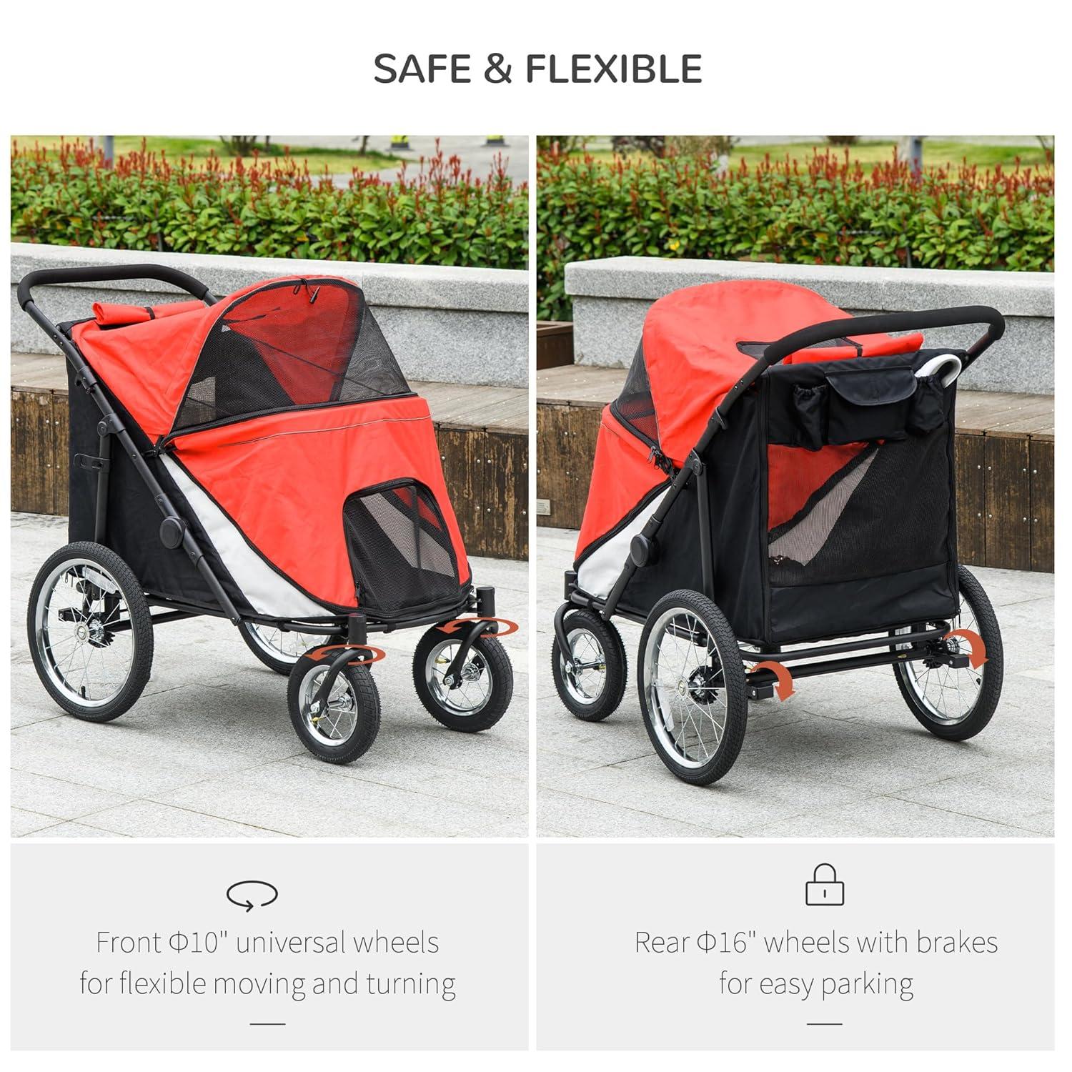 Pet Stroller for Medium and Large Dogs and Cats,Easy Fold Dog Stroller with Storage Bags,for Outdoor
