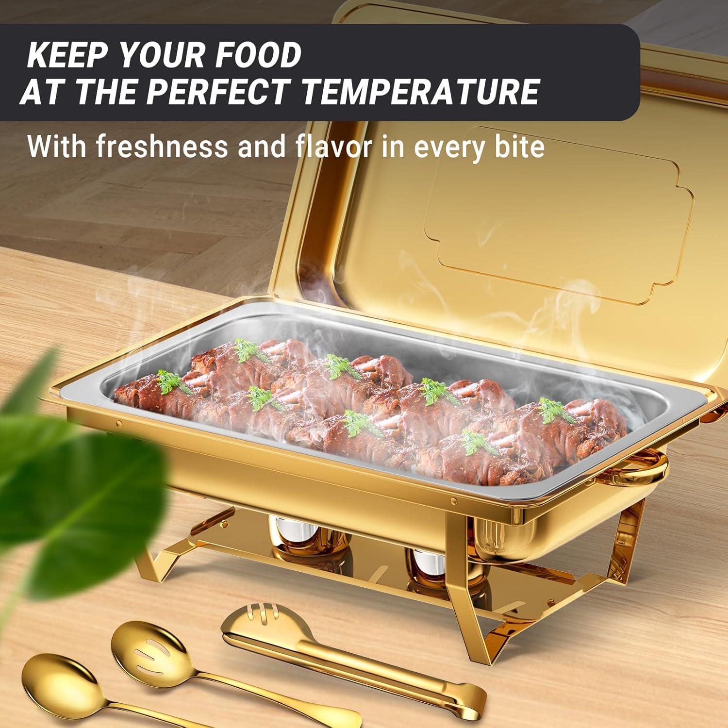 The Party Aisle™ Chafing Dishes For Buffet 4 Pack, 8 Qt Stainless Steel Chafers And Buffet Warmers Sets With Lid, Rectangle Serving Food Warmer Catering Supplies Buffet Display For Parties