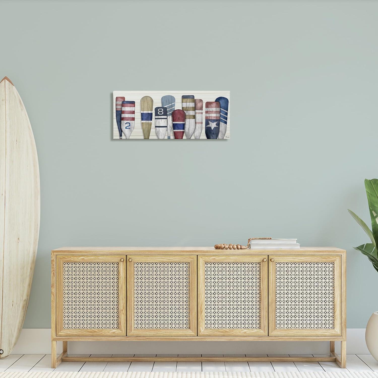 Stupell Industries Port Oars Vintage Americana Patterns Canvas Wall Art, 13 x 30