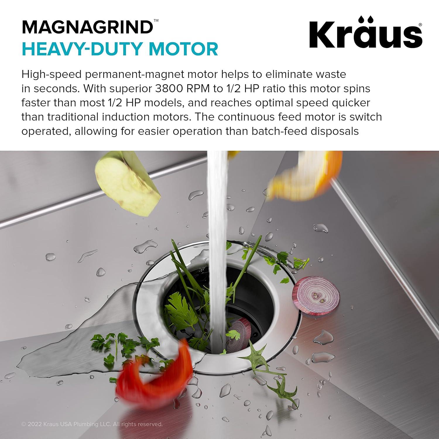 Kraus WasteGuard 1/2 HP Continuous Garbage Disposal