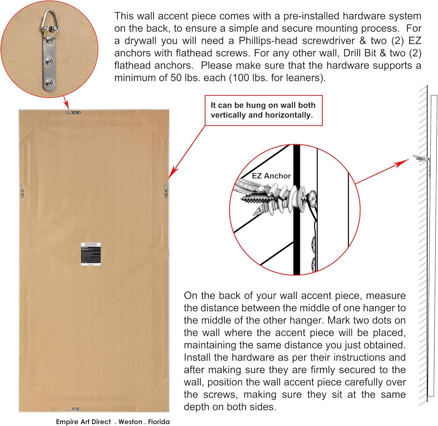 Empire Art Direct Champagne Bead Beveled Rectangle Solid Wood Framed Wall Mirror Ready to Hang, Living Room, Bedroom ＆ Office, 80" x 40"