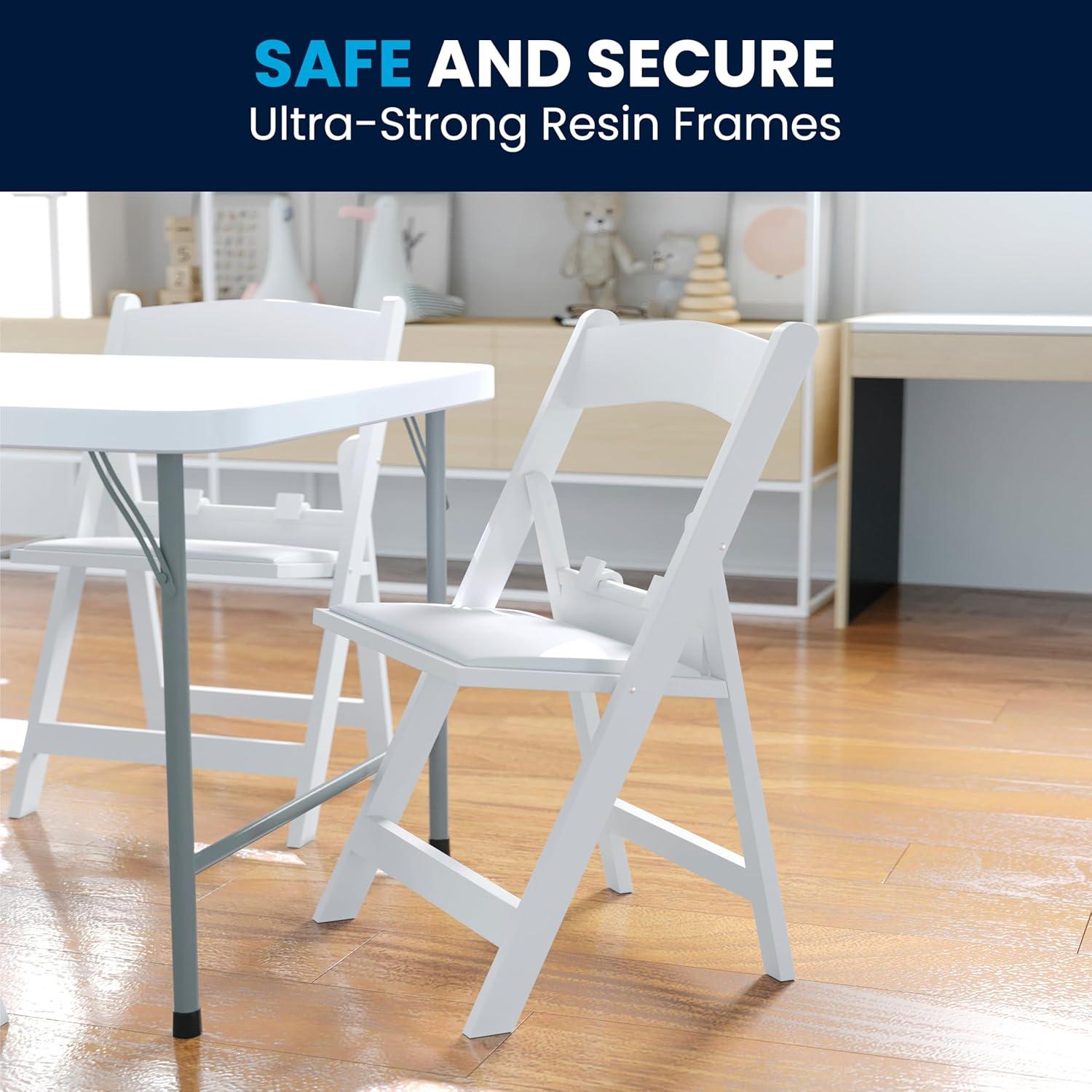 Flash Furniture Kids Folding Chairs with Padded Seats | Set of 2 White Resin Folding Chair with Vinyl Padded Seat for Kids