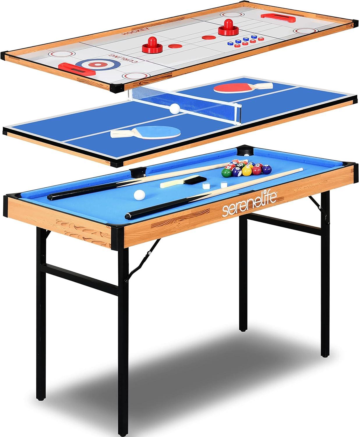 SereneLife 4-in-1 Foldable Multi-Game Table with MDF and PVC