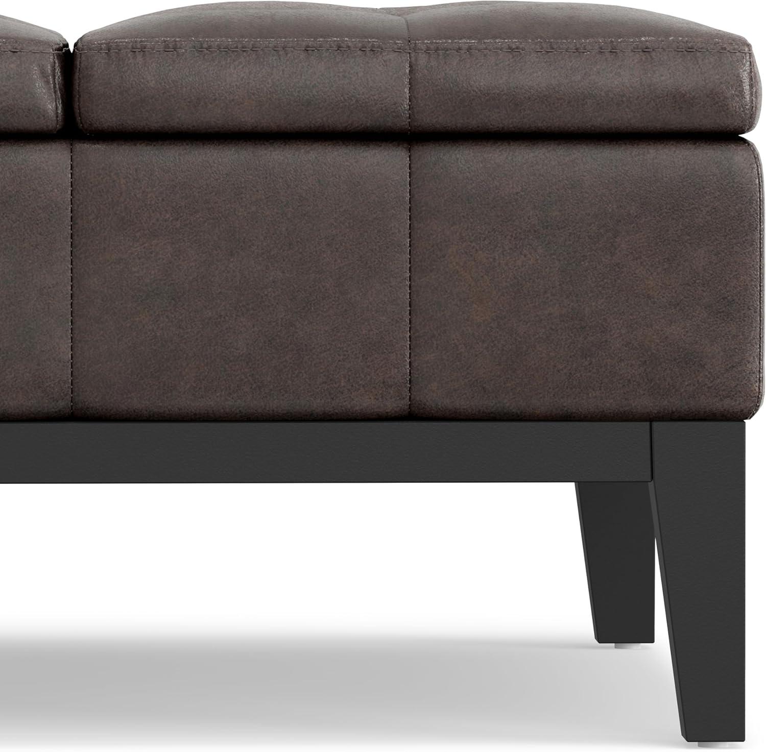 Simpli Home Dover 36"W Upholstered Square Coffee Table Storage Ottoman with Split Tufted Lift Top & Reviews | Wayfair