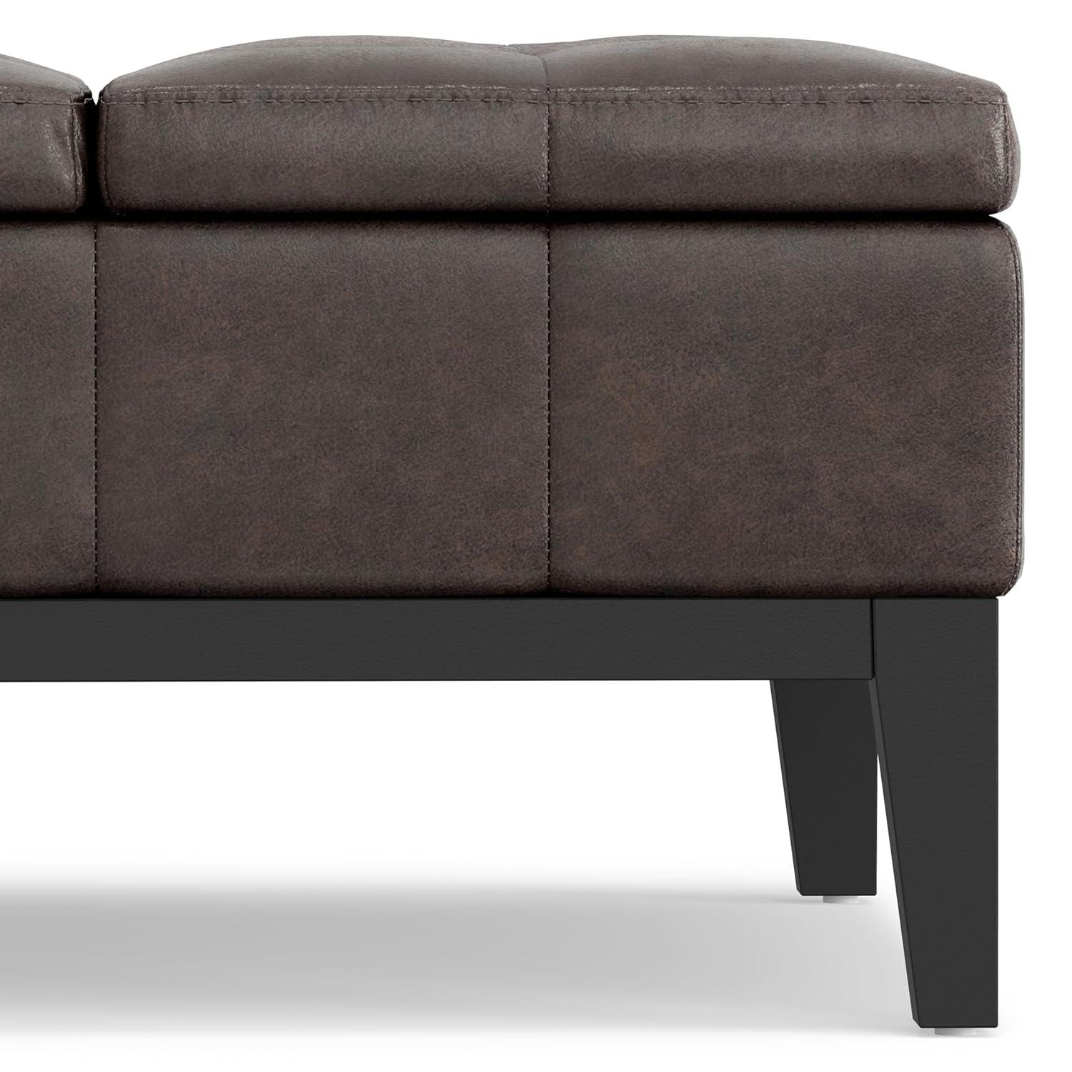 Simpli Home Dover 36"W Upholstered Square Coffee Table Storage Ottoman with Split Tufted Lift Top & Reviews | Wayfair